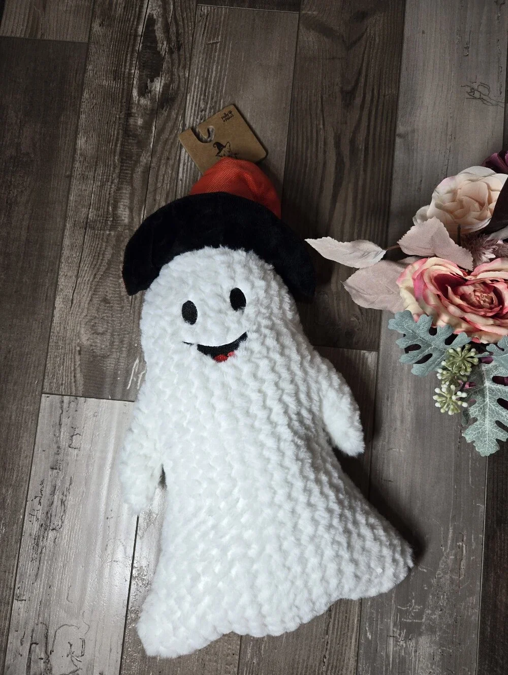 NWT Pally Paws Dog Toy Halloween White Ghost with Hat – Squeaky – Large